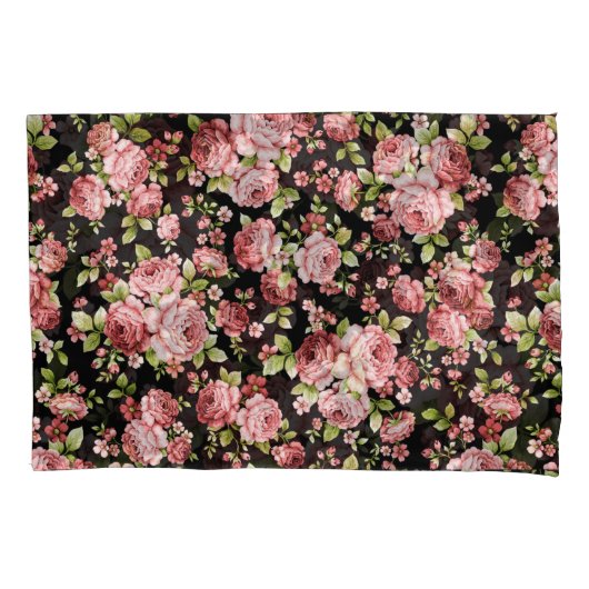 Prachtige bloemenpatroon Rozen met groen gebladert Kussensloop (Voorkant-Links)