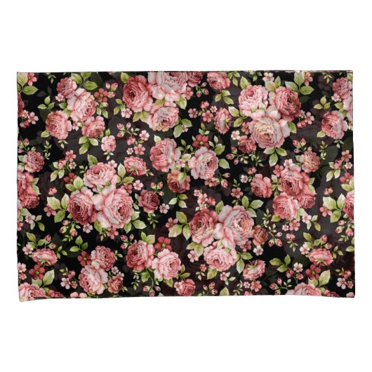 Prachtige bloemenpatroon Rozen met groen gebladert Kussensloop (Voorkant-Rechts)