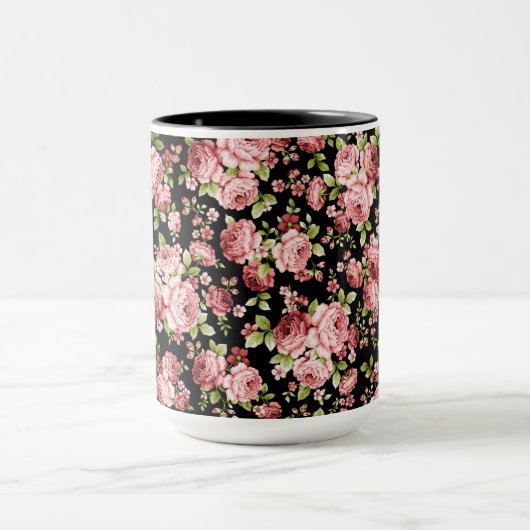 Prachtige bloemenpatroon Rozen met groen gebladert Mok (Midden)