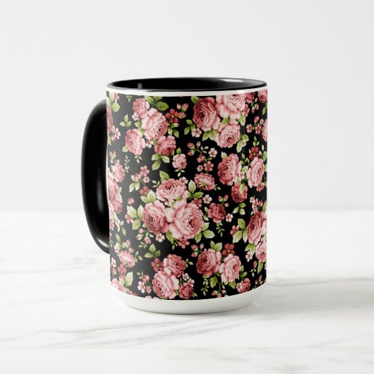 Prachtige bloemenpatroon Rozen met groen gebladert Mok (Voorkant links)