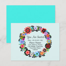 "Prachtige bloemenslingerstijl" uitnodigingskaart. Kaart
