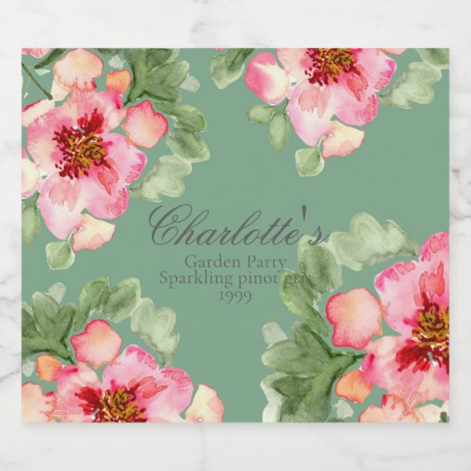 Prachtige bloementuinfeest bruidsuitnodiging sparkling wijnetiket (Enkel label)