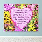 PRACHTIGE BLOEMIGE PSALM 23 ONTWERP CANVAS AFDRUK (Insitu (Houten vloer))