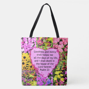 PRACHTIGE BLOEMIGE PSALM 23 ONTWERP TOTE BAG