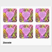 PRACHTIGE BLOEMIGE PSALM 23 ONTWERP VIERKANTE STICKER (Vel)
