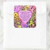 PRACHTIGE BLOEMIGE PSALM 23 ONTWERP VIERKANTE STICKER (Tas)