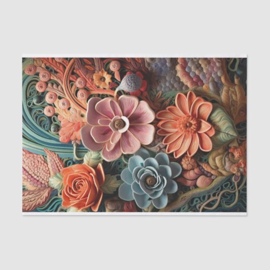 Prachtige bloemige Victoriaans elegante  bloemen Tissuepapier (Voorkant)