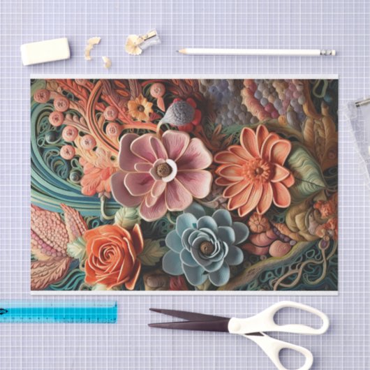 Prachtige bloemige Victoriaans elegante  bloemen Tissuepapier (Craft)