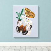 Prachtige bloemige vlinder illustratie canvas afdruk (Insitu (Houten vloer))