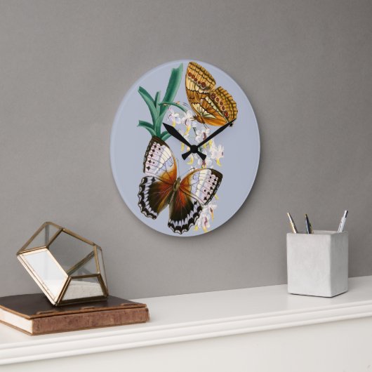 Prachtige  bloemige vlinder illustratie grote klok (Kantoor)