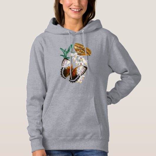 Prachtige  bloemige vlinder illustratie hoodie (Voorkant)