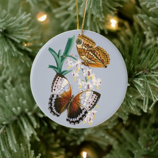 Prachtige  bloemige vlinder illustratie keramisch ornament (Boom)