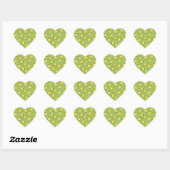 Prachtige bloesems hart vormige Sticker - Groen (Vel)