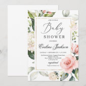 Prachtige blos blos lijst gouden Baby shower Kaart (Voorkant / Achterkant)