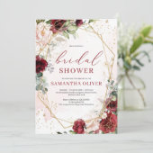 Prachtige blos bordeaux bloemengoud Vrijgezellenfe Kaart (Staand voorkant)