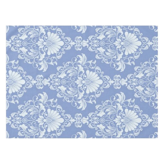 Prachtige Blue Damask Dinnerware Tafelkleed (Voorkant (Horizontaal))