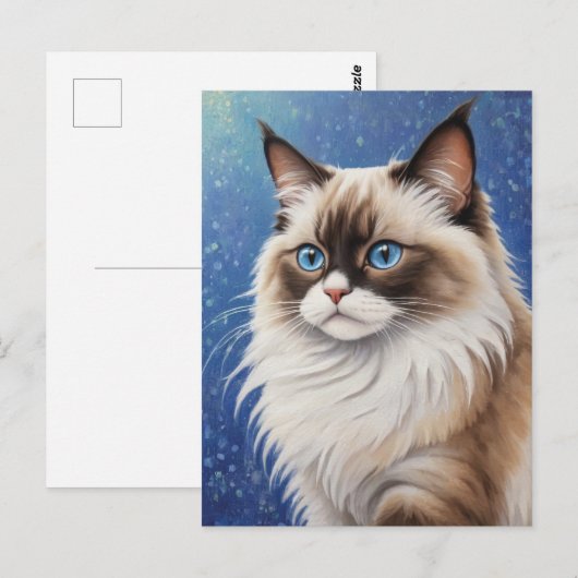 Prachtige Blue Eyed Ragdoll Cat Painting Elegant Briefkaart (Voorkant / Achterkant)