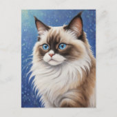 Prachtige Blue Eyed Ragdoll Cat Painting Elegant Briefkaart (Voorkant)