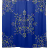Prachtige Blue Floral Damask Pattern Douchegordijn (Voorkant)