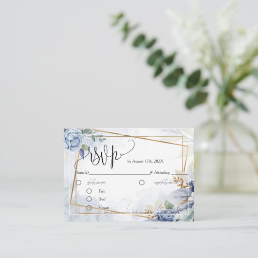 Prachtige Blue Flowers RSVP Card Enclosure Kaart (Staand voorkant)