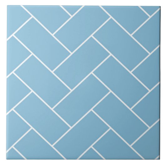 Prachtige Blue Herringbone Design Keramische Tegel Tegeltje (Voorkant)