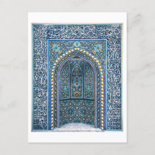 Prachtige Blue Mosaic Tegel Prayer Niche in Iran Briefkaart