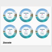 Prachtige Blue Tropical Beach Handmade with Love Ronde Sticker (Vel)