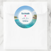 Prachtige Blue Tropical Beach Handmade with Love Ronde Sticker (Tas)