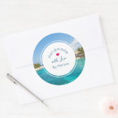 Prachtige Blue Tropical Beach Handmade with Love Ronde Sticker (Envelop)