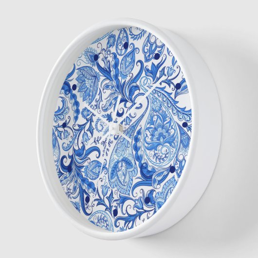Prachtige Blue White Floral Paisley Art Pattern (Hoek)