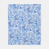 Prachtige Blue White Floral Paisley Art Pattern Fleece Deken (Voorkant)