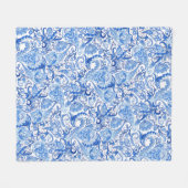 Prachtige Blue White Floral Paisley Art Pattern Fleece Deken (Voorkant (Horizontaal))