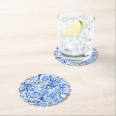 Prachtige Blue White Floral Paisley Art Pattern Kartonnen Onderzetters (Insitu)