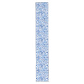 Prachtige Blue White Floral Paisley Art Pattern Lange Tafelloper (Voorkant)