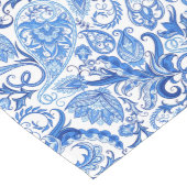 Prachtige Blue White Floral Paisley Art Pattern Lange Tafelloper (Hoek)