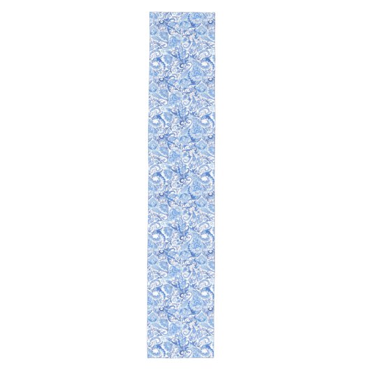 Prachtige Blue White Floral Paisley Art Pattern Medium Tafelloper (Voorkant)
