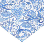 Prachtige Blue White Floral Paisley Art Pattern Medium Tafelloper (Hoek)
