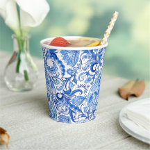 Prachtige Blue White Floral Paisley Art Pattern