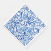 Prachtige Blue White Floral Paisley Art Pattern Servet (Hoek)