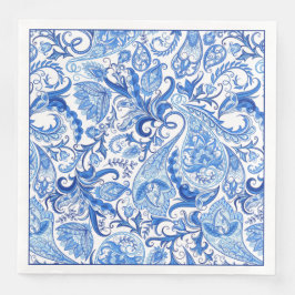 Prachtige Blue White Floral Paisley Art Pattern Servet