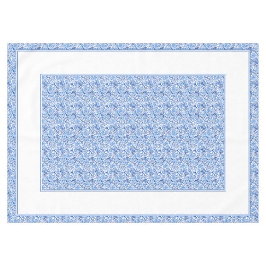 Prachtige Blue White Floral Paisley Art Pattern Tafelkleed (Voorkant (Horizontaal))