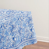 Prachtige Blue White Floral Paisley Art Pattern Tafelkleed (Voorbeeld)