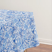 Prachtige Blue White Floral Paisley Art Pattern Tafelkleed (Voorbeeld)