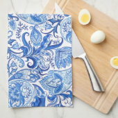 Prachtige Blue White Floral Paisley Art Pattern Theedoek (Quarter Fold)