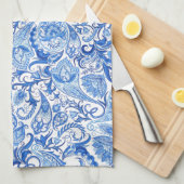 Prachtige Blue White Floral Paisley Art Pattern Theedoek (Quarter Fold)