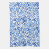 Prachtige Blue White Floral Paisley Art Pattern Theedoek (Verticaal)