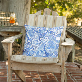 Prachtige Blue White Floral Paisley Pattern Buitenkussen