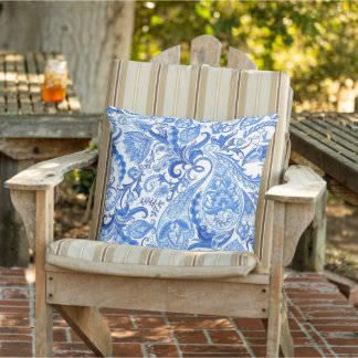 Prachtige Blue White Floral Paisley Pattern Buitenkussen