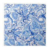 Prachtige Blue White Floral Paisley Pattern Tegeltje (Voorkant)