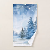 Prachtige Blue Winter Bossen Scene Bad Handdoek (Handdoek)